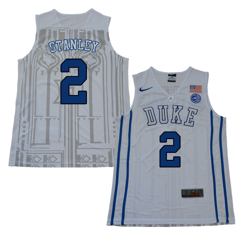 Men #2 Cassius Stanley Duke Blue Devils College Basketball Jerseys Sale-White - Click Image to Close